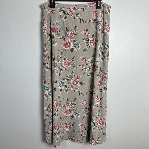 Talbots Women 14 Pure Silk Maxi Skirt Floral Lined Back Zip 90s Y2K Cottagecore - Picture 1 of 10